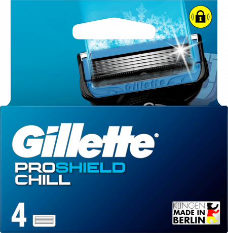 GILLETTE Rasierklingen, ProShield Chill, 4 St, Джилетт Сменные кассеты ProShield Chill с охлаждающим эффектом, 4 шт.