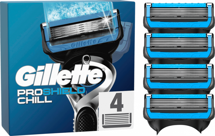 GILLETTE Rasierklingen, ProShield Chill, 4 St, Джилетт Сменные кассеты ProShield Chill с охлаждающим эффектом, 4 шт.