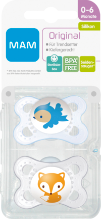 MAM Соска (успокаивающая) Оригинал	ьный 0-6 Месяц	ы, Силикон	, Junge, 2 шт
