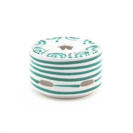 Gmundner Keramik Gmundner Keramik Grungeflammt Stovchen / Teewarmer Glatt d: 14 cm / h: 8,7 cm Керамический подогреватель Gmundner с зеленым пламенем / чайный уют, гладкий d: 14 см / высота: 8,7 см