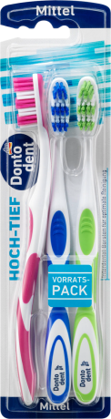 Dontodent Zahnbürste hoch-tief mittel 3st, Донтодент Набор зубных щеток средней жесткости, 3 шт.