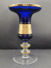 Подсвечник винтажный Barthmann на 1 свечу, в сине-золотистых тонах на ножке, стекло, 17 х 10.5 см, Германия, 1970-80гг.