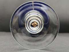 Подсвечник винтажный Barthmann на 1 свечу, в сине-золотистых тонах на ножке, стекло, 17 х 10.5 см, Германия, 1970-80гг.