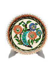 Тарелка декоративная винтажная с ярким цветочным декором, керамика, 22 см, Турция, 1970-80гг.