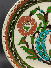 Тарелка декоративная винтажная с ярким цветочным декором, керамика, 22 см, Турция, 1970-80гг.
