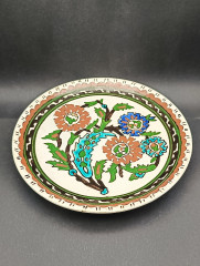 Тарелка декоративная винтажная с ярким цветочным декором, керамика, 22 см, Турция, 1970-80гг.