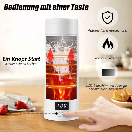 LETGOSPT LETGOSPT Wasserkocher 500ml Wasserkocher 3-in-1 Reisewasserkocher, Tragbarer Mini-Heizbecher, 300,00 W, 304-Edelstahlauskleidung, Kleiner Schnell Erhitzender Isolierbecher Чайник LETGOSPT Чайник на 500 мл Дорожный чайник 3-в-1, портативная мини-