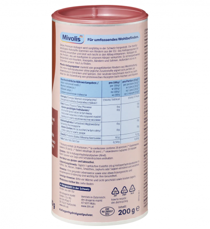 Mivolis Kollagen Pullver 200g x 2stk, Коллаген, 100% чистый гидролизат коллагена, Германия, 200 г x 2 упаковки