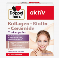 Doppelherz Kollagen + Biotin + Ceramide Trinkampullen 10 St, 250 ml, Ампулы для питья с коллагеном, биотином и церамидами, 25мл х 10 штук