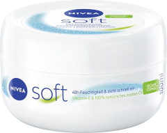 NIVEA Soft Creme, 100 ml, Нивеа Освежающий увлажняющий крем, масло жожоба и витамин E, для лица тела и рук, 100 мл