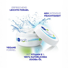NIVEA Soft Creme, 100 ml, Нивеа Освежающий увлажняющий крем, масло жожоба и витамин E, для лица тела и рук, 100 мл