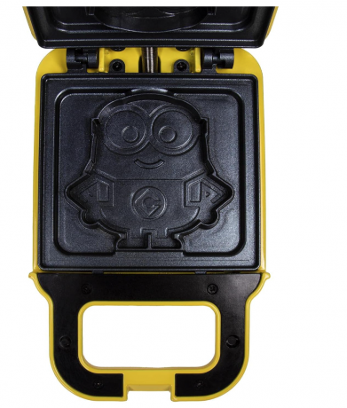 Fizz Creations Minions Waffelmaschine, Вафельница для бельгийских вафель Minions, 350 Вт, антипригарное покрытие, 22,5x22,5x9,5 см, пластик, жёлтый