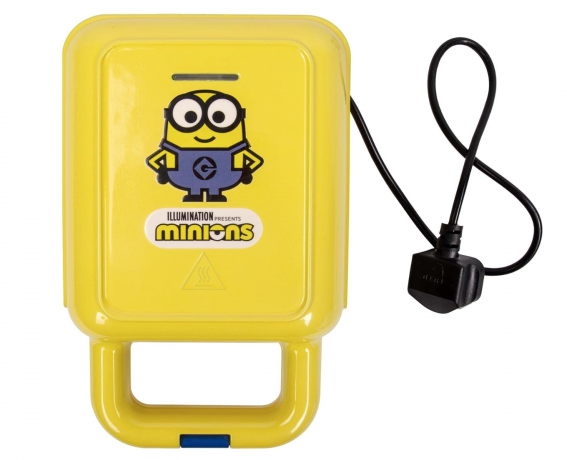 Fizz Creations Minions Waffelmaschine, Вафельница для бельгийских вафель Minions, 350 Вт, антипригарное покрытие, 22,5x22,5x9,5 см, пластик, жёлтый