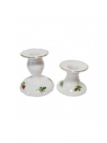 Подсвечники винтажные Seltmann Weiden с сиреневыми цветками, фарфор, 2 шт., 6.5 x 8 см, 9 х 8 см, Германия, 1960-70гг.