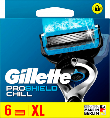 GILLETTE Rasierklingen, ProShield Chill, 6 St, Джилетт Сменные кассеты ProShield Chill с охлаждающим эффектом, 6 шт.