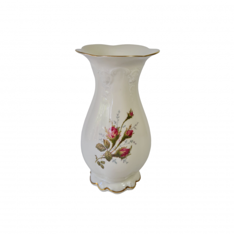Ваза винтажная Rosenthal, белая с розами, фарфор, 21 x 10 см, Германия, 1960-1970гг.