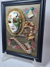 Картина винтажная "Композиция с маской и саксофоном", объемное декорирование, дерев.рама, 25.5 х 20 см, Германия, 1960-70гг.