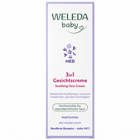 WELEDA BABY DERMA WEIssE MALVE Gesichtscreme, 50 ml, Детский крем для лица с белой мальвой без отдушки для чувствительной кожи, 50 мл