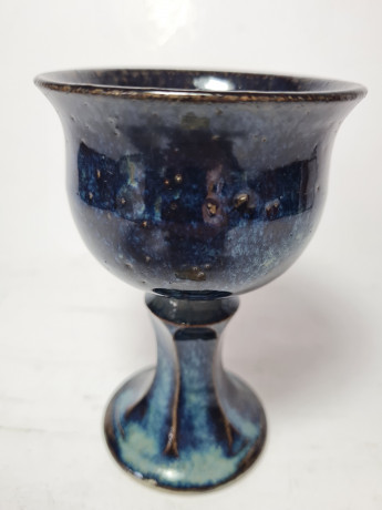 Бокал винтажный, сине-зеленый фарфор, 12 x 7см, Германия, 1960-70гг.