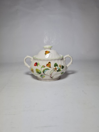 James Kent Old Foley England Сахарница фарфоровая "Ягоды земляники", 9,5см x 15см, Англия, 1960-70гг.