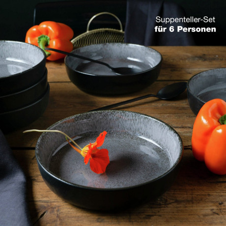 Moritz & Moritz Moritz & Moritz Suppenteller 6-tlg. DIGITAL anthrazit Суповые тарелки Moritz &amp; Moritz 6 шт. ЦИФРОВОЙ