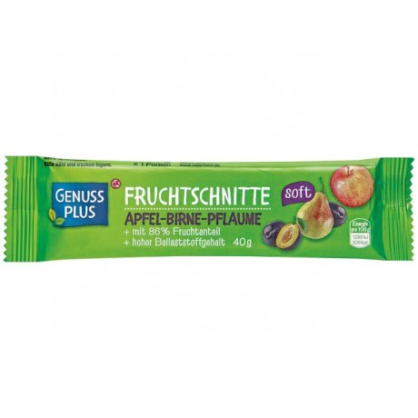 GENUSS PLUS Fruchtschnitte soft Apfel-Birne-Pflaume 40 г