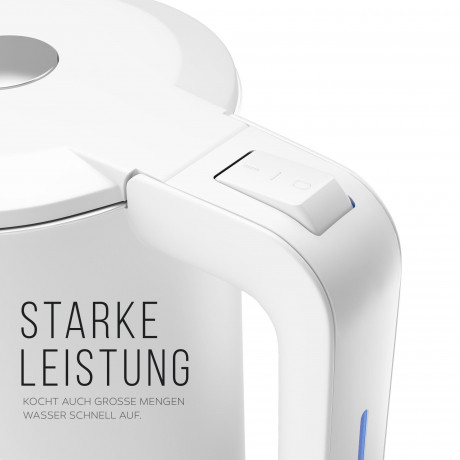 Balter Balter Wasserkocher WK-4, Edelstahl, 1,7 Liter, Doppelwand Design, BPA frei, LED, weiss Чайник Balter WK-4, нержавеющая сталь, 1,7 литра, конструкция с двойными стенками, без BPA, светодиод, белый
