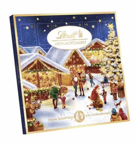 Lindt Mini-Tisch-Adventskalender Weihnachtsmarkt Адвент-календарь 2025 Рождественская ярмарка, 24 конфеты, 19 х 19 см, 350 г, 3 штуки