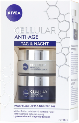 NIVEA Anti-Age Tages- und Nachtcreme Pflegeset и Ночной крем для лица Крем Set Cellular Антивозрастной эффект LSF 15, 2 шт