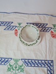 Arzborg Набор для супа с узором из зеленых листьев по краю ободка, диаметр 19 см, Германия, 1960-70гг.