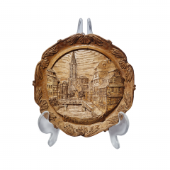 Деревянное панно, резная объемная картина &quot;Страсбург&quot;, 14 x 1,5 см, Германия, 1950-60гг.