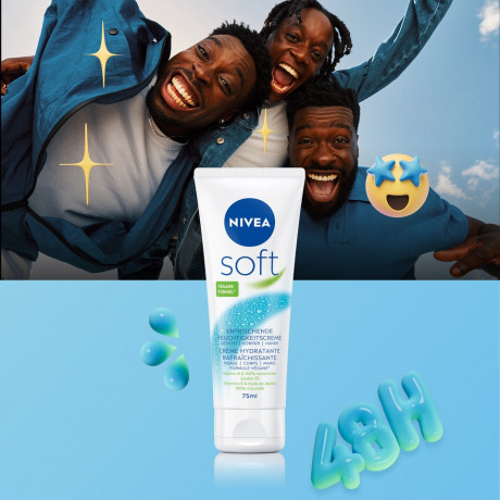 NIVEA Soft Creme, 75 ml, Нивеа Освежающий увлажняющий крем, масло жожоба и витамин E, для лица тела и рук, 75 мл