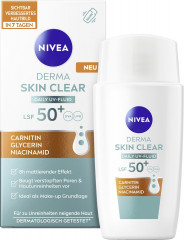 NIVEA Derma Skin Clear Daily UV-Fluid LSF 50+, 40 ml, Нивеа Дневной UV-флюид для лица, SPF 50+, салициловая кислота и ниацинамид, для проблемной кожи, 40 мл