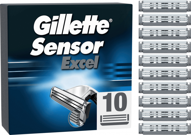 GILLETTE Rasierklingen, Sensor Excel, 10 St, Джилетт Сменные кассеты Sensor Excel с двумя лезвиями, 10 шт.