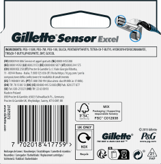 GILLETTE Rasierklingen, Sensor Excel, 10 St, Джилетт Сменные кассеты Sensor Excel с двумя лезвиями, 10 шт.