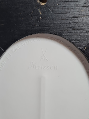 Картина винтажная Meissen, Erato, керамика в деревянной раме, отлита по оригинальным формам Дж.Дж.Кендлера, 23 x 19,5 см, Германия, 1981 г.