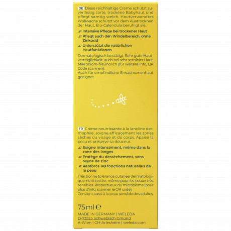 WELEDA Baby CALENDULA Pflegecreme Koerper & Gesicht, 75 ml, Детский питательный крем с календулой для тела и лица, 75 мл
