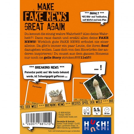 HUCH! Partyspiel Make Fake News Great Again Игра для вечеринок «Сделай фальшивые новости снова великими»