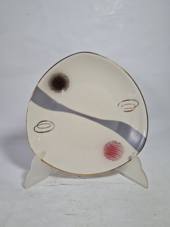 Чайное трио винтажное Weissen Stadt / DRW Bavaria с абстрактным декором, фарфор, Германия, 1970-80гг.