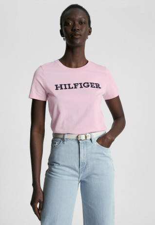 Tommy Hilfiger LOGO EMBROIDERY Print T-shirt iconic pink LOGO EMBROIDERY Футболка с принтом культовый озовый