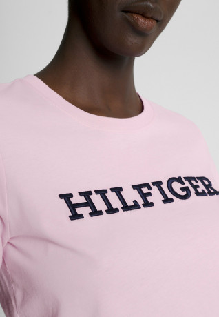 Tommy Hilfiger LOGO EMBROIDERY Print T-shirt iconic pink LOGO EMBROIDERY Футболка с принтом культовый озовый