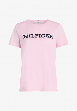 Tommy Hilfiger LOGO EMBROIDERY Print T-shirt iconic pink LOGO EMBROIDERY Футболка с принтом культовый озовый