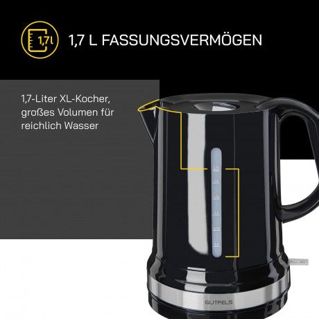 Gutfels Gutfels Wasserkocher GUTFELS 1,7L WATER 2010 S sw/inox  Чайник Gutfels GUTFELS 1,7л WATER 2010 S черный/нержавеющая сталь