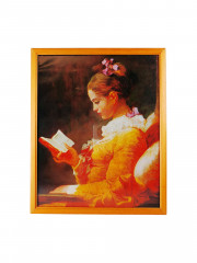 Картина/постер винтажная Жан Оноре Фрагонар &quot;Молодая читательница (1769)&quot;, в раме, 32 х 26 см, Германия, 1980-90гг.