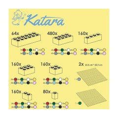 Katara Bunte Bausteine XL Box-Set mit 1264 Steinen + 2 Platten + Box Набор красочных строительных блоков XL из 1264 кубиков + 2 панели + коробка
