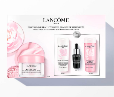 Lancome HYDRA ZEN Starter Kit Set Гель-крем 15 мл + Сыворотка 10 мл + Lait Galatée Confort 50 мл + Тоник Confort 50 мл