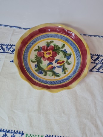 LUISENBURG KERAMIK Винтажная керамическая тарелка "Цветы", ручная роспись, 23 см, Германия, 1960-70гг.