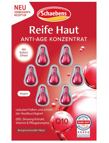 Schaebens Reife Haut 7st x 10packs, Концентрат для зрелой кожи  с Q10, с экстрактом Корня Женьшеня и Эхиума, для уменьшения морщин, капсулы, 7 шт x 10 упаковок