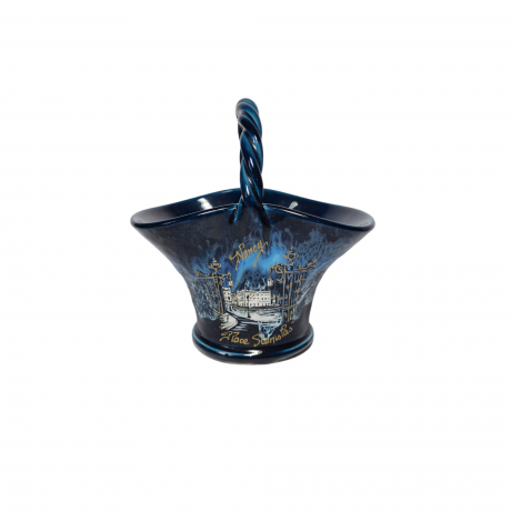 Декоративная корзина с изображением Площади Станислава г. Нанси, Франция, темно-синий фарфор, 15,5 x 12,5 x 17 см, Франция, 1960-70гг.