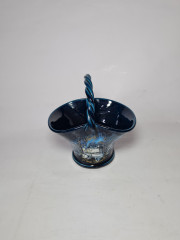 Декоративная корзина с изображением Площади Станислава г. Нанси, Франция, темно-синий фарфор, 15,5 x 12,5 x 17 см, Франция, 1960-70гг.